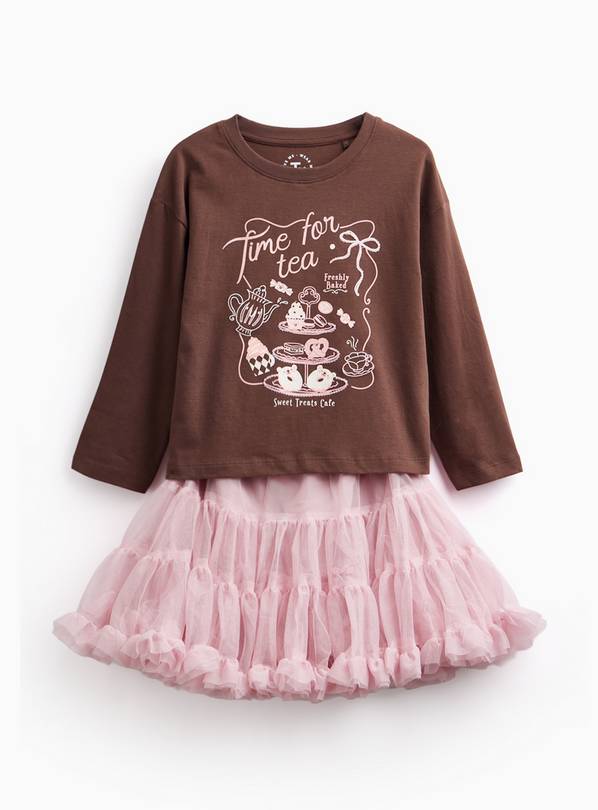 Time for Tea Long Sleeve Top & Tutu Skirt Set 3-4 years