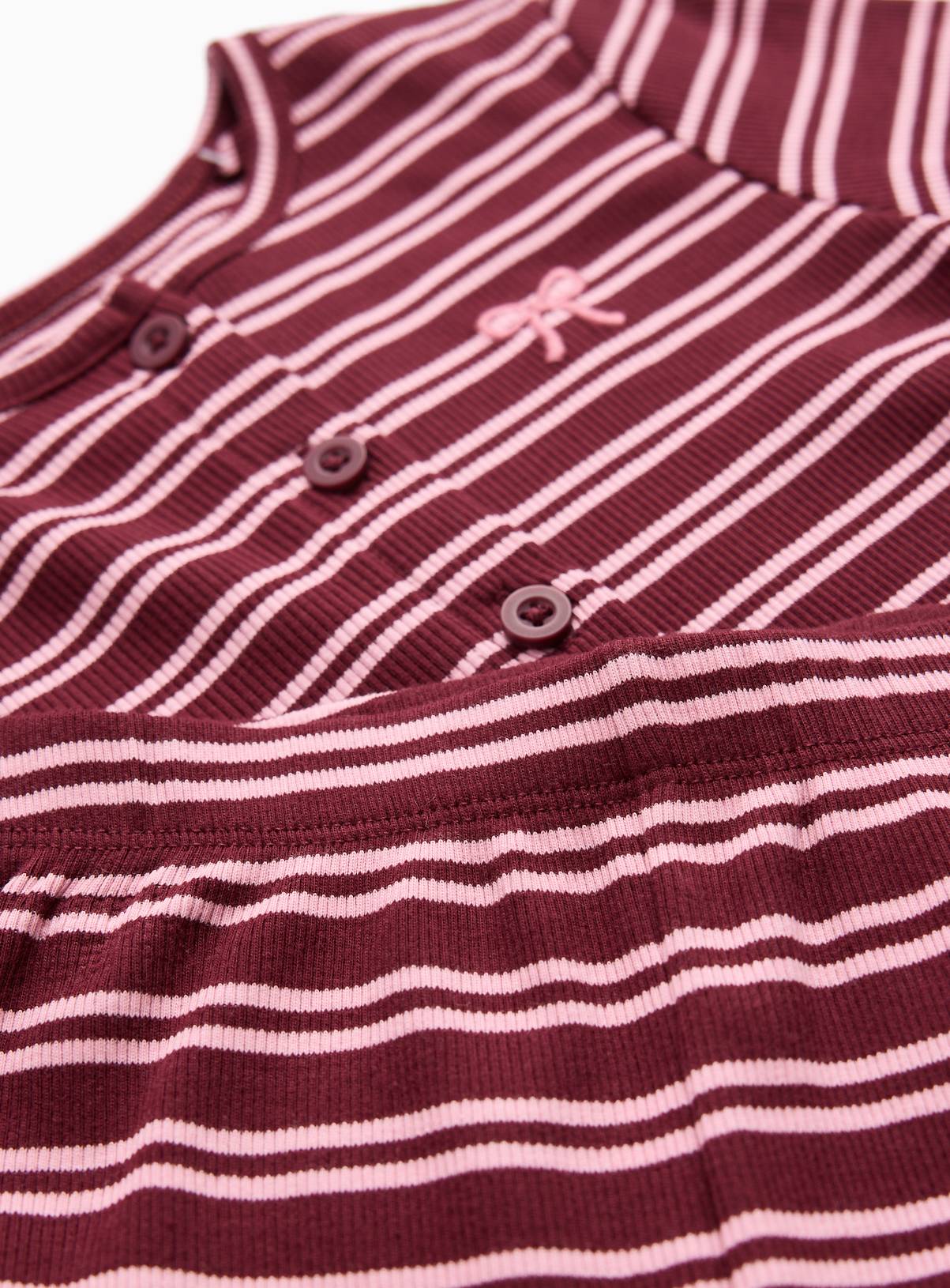 Pink Striped Buttoned Rib Pyjama Set 2-3 years - Image 2