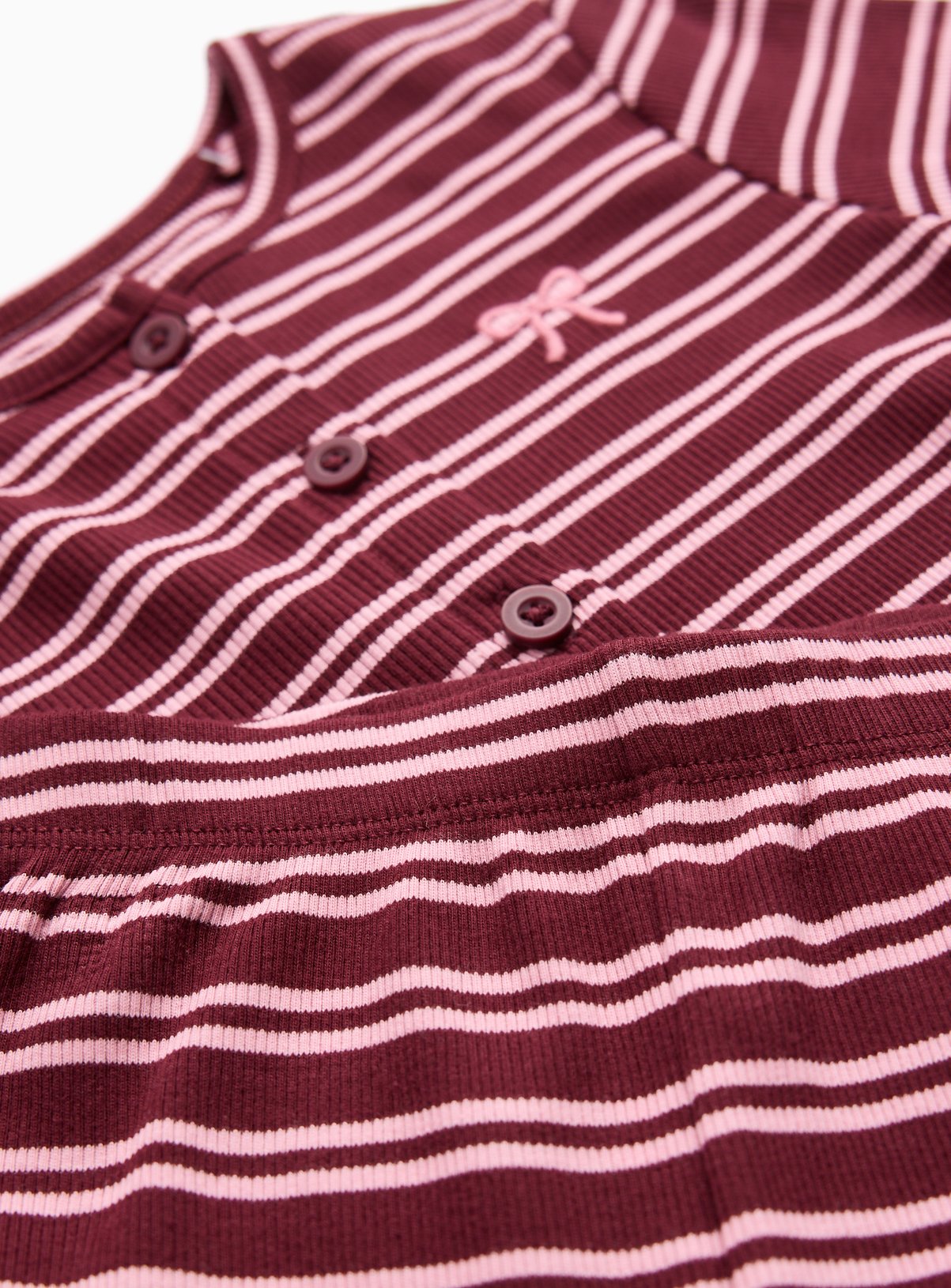 Pink Striped Buttoned Rib Pyjama Set 11-12 years - Image 2 thumbnail