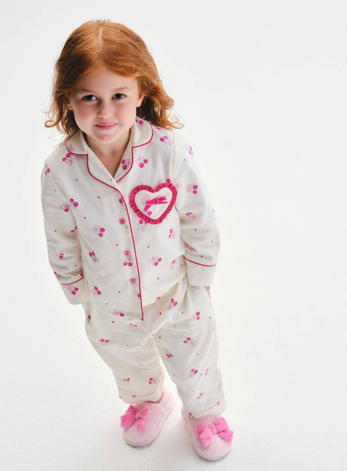 Cherry Woven Traditional Pyjama Set 6-7 years - Image 1