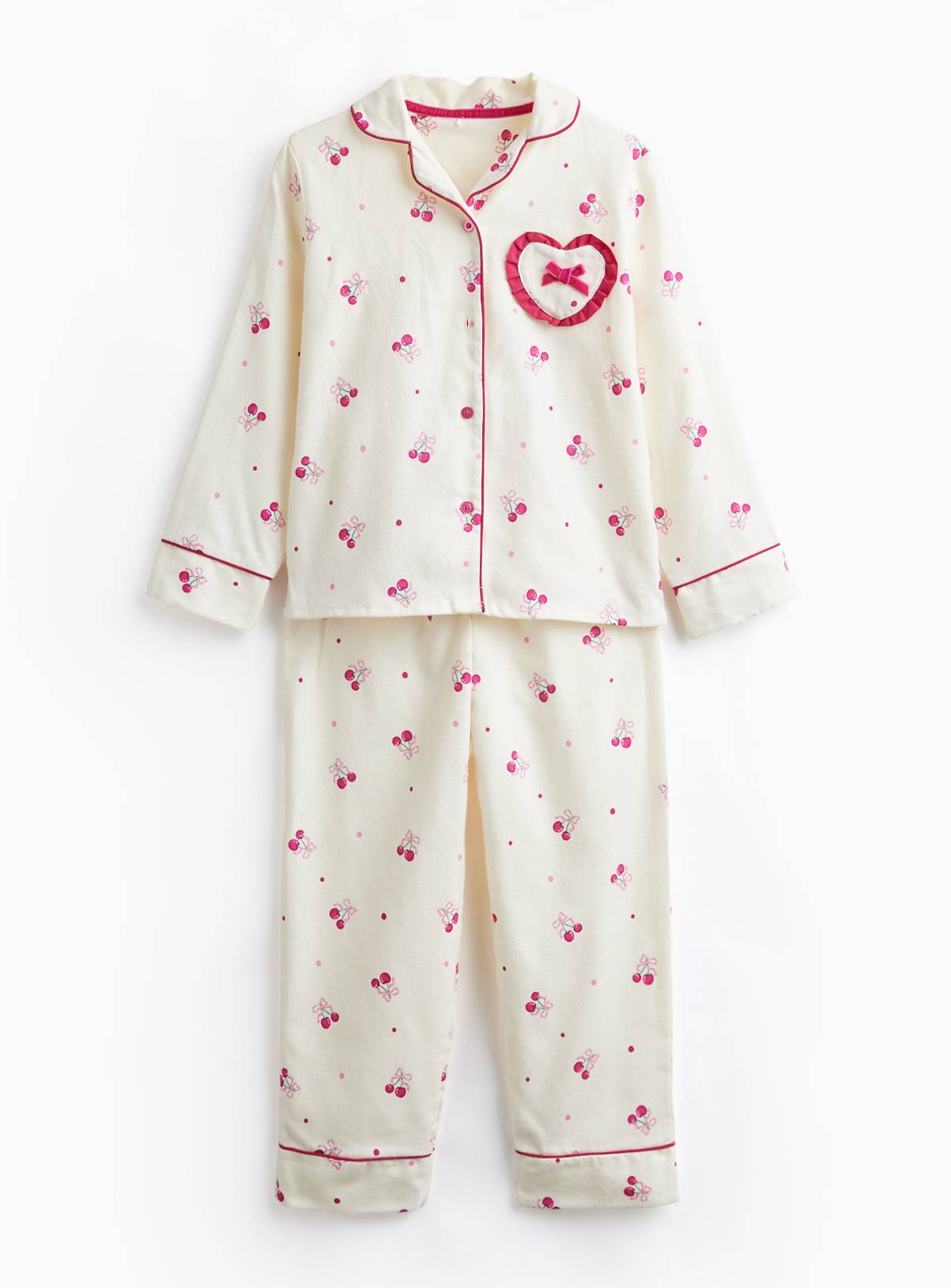 Cherry Woven Traditional Pyjama Set 6-7 years - Image 2