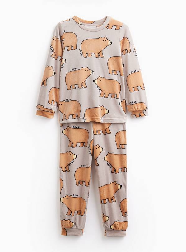 Brown Bear Print Slinky Long Sleeve Pyjama Set 4-5 years