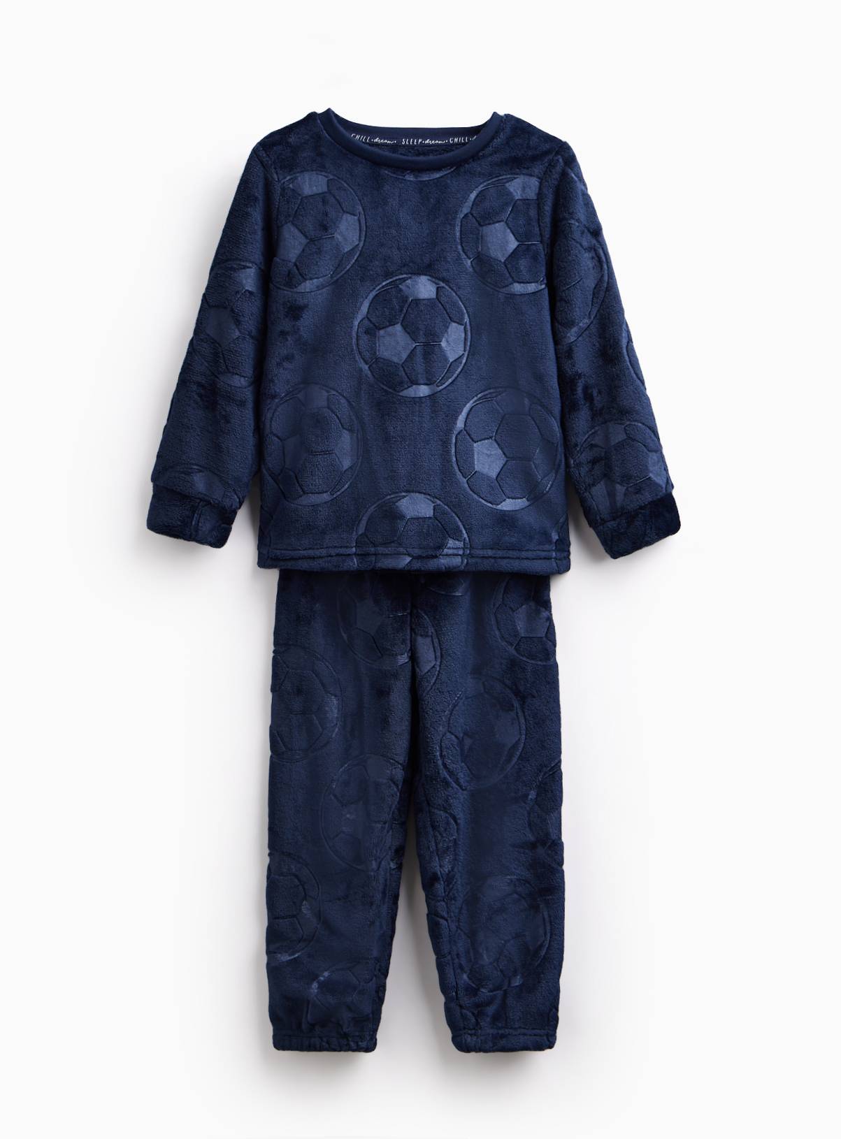 Navy Velour Football 2-Piece Pyjama Set 9-10 years - Image 1