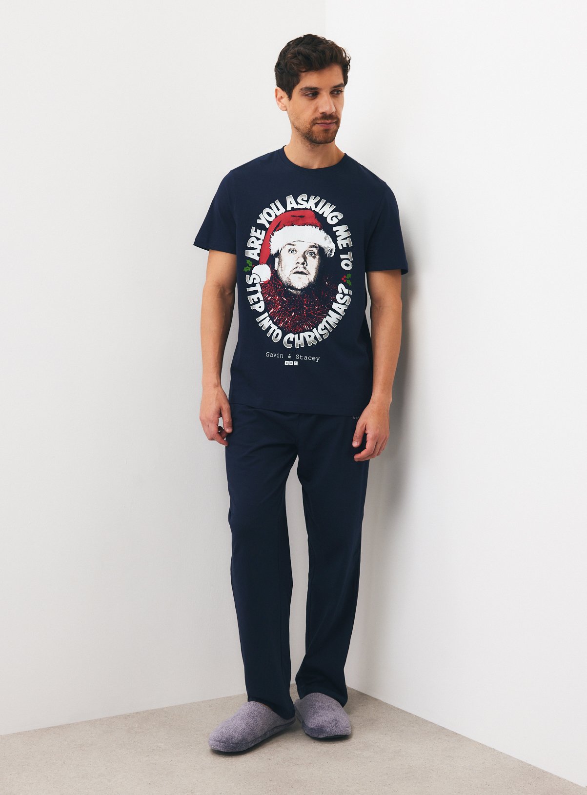 Christmas Gavin & Stacy Black Cotton Pyjama Set XL - Image 2 thumbnail