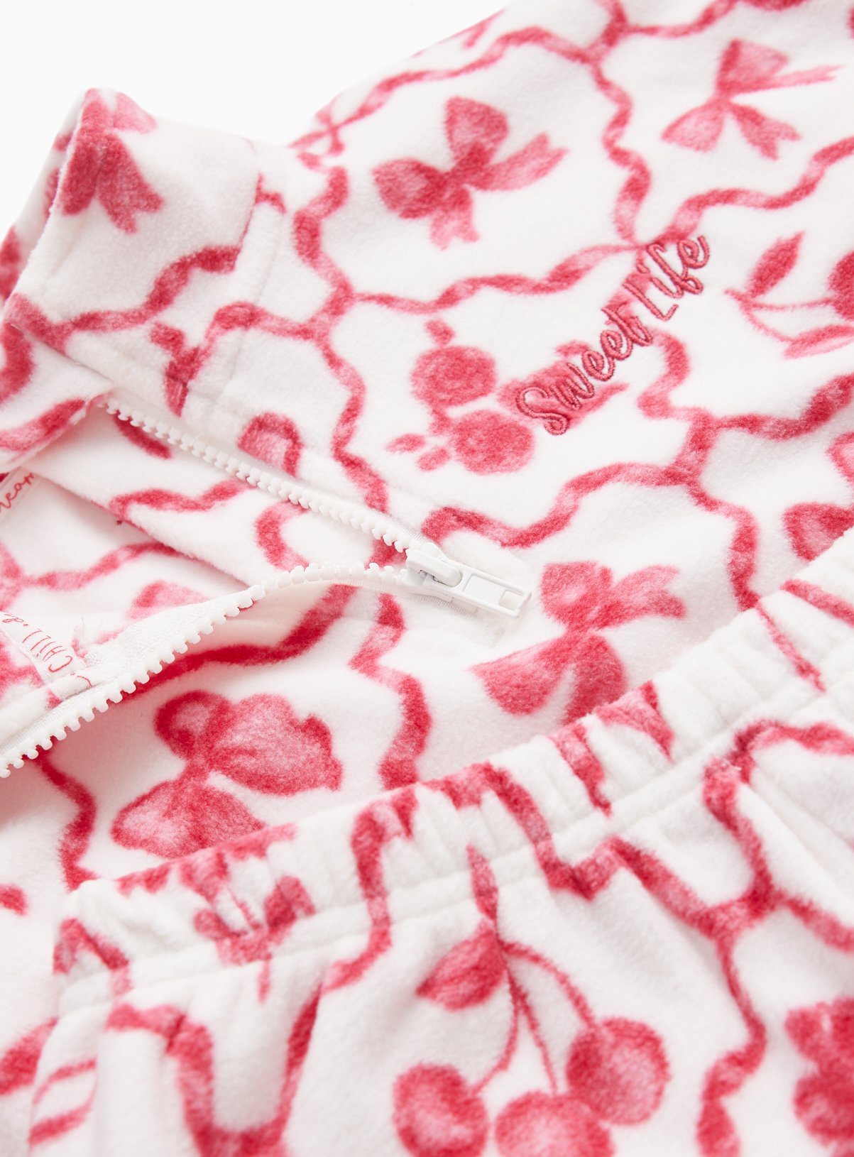 Polar Fleece Bow Print Cosy Pyjama Set 9-10 years - Image 2 thumbnail