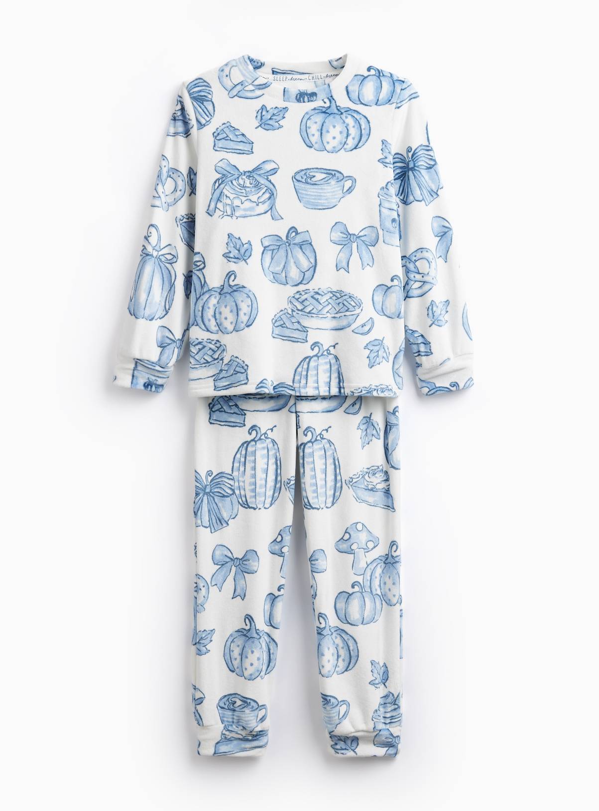 Blue Autumn Print Slinky Pyjama Set 9-10 years - Image 1