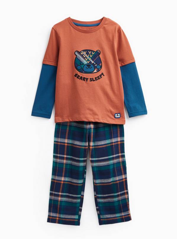 Beary Sleep Check Pyjama Set 2-Piece Set 4-5 years