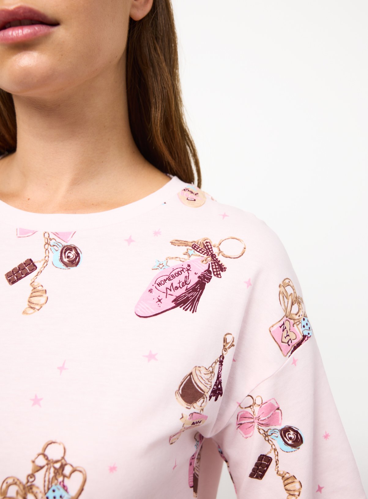 Keyring Charm Print Sleep T-Shirt XL - Image 3 thumbnail