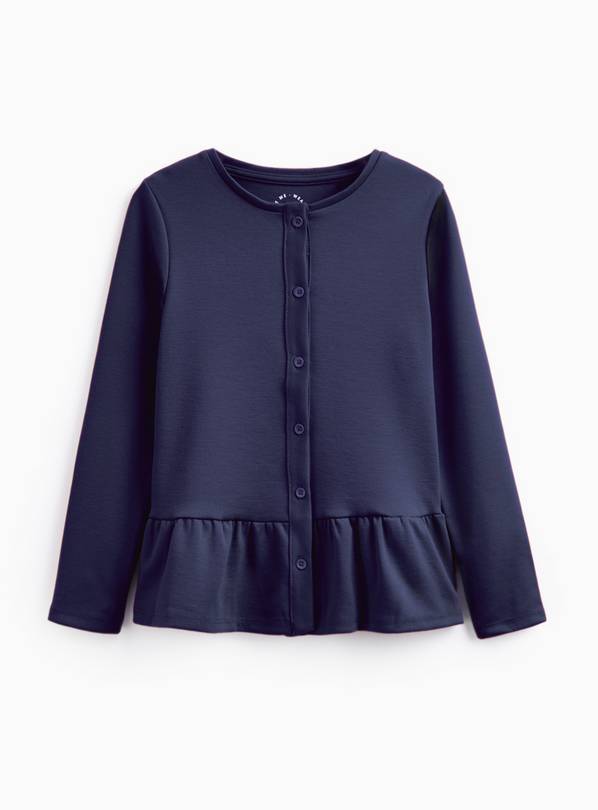 Navy Frill Hem Sweat Cardigan 3 years