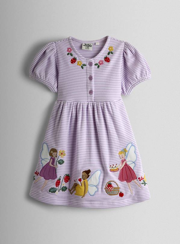 JOJO MAMAN BÉBÉ Fairy Picnic Applique Stripe Button Front Dress 6-12 months