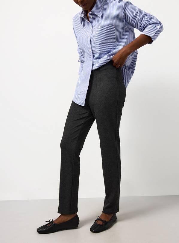 Charcoal Marl Ponte Tapered Trousers 8R