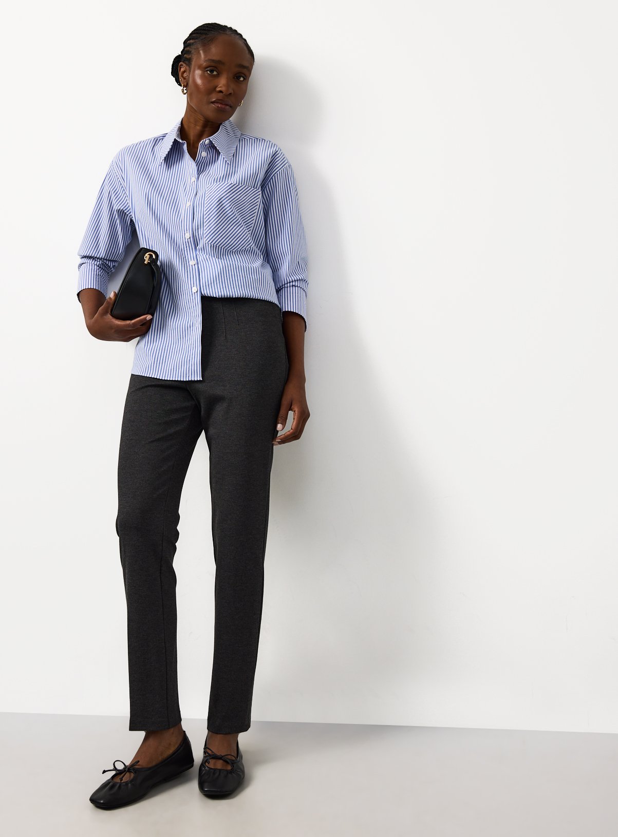 Charcoal Marl Ponte Tapered Trousers 12L - Image 2 thumbnail