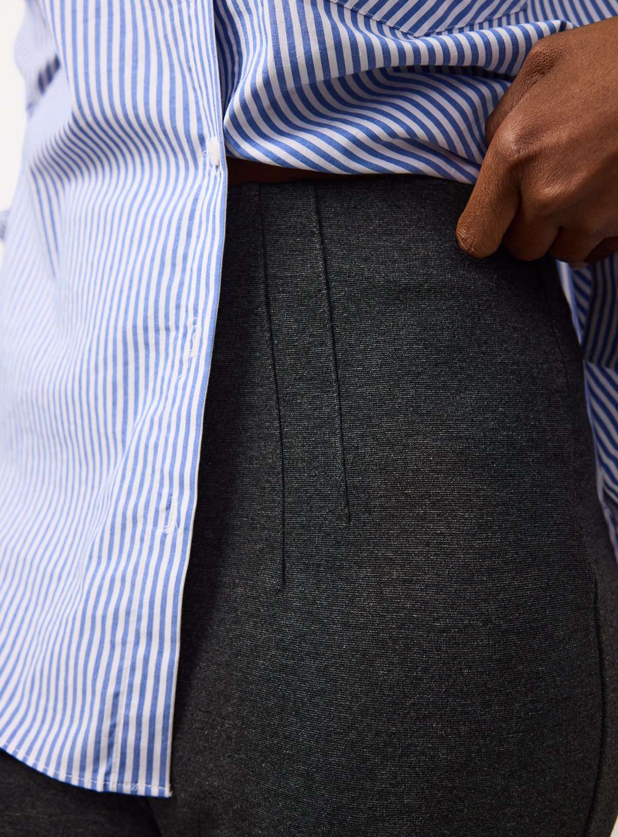 Charcoal Marl Ponte Tapered Trousers 12L - Image 3 thumbnail