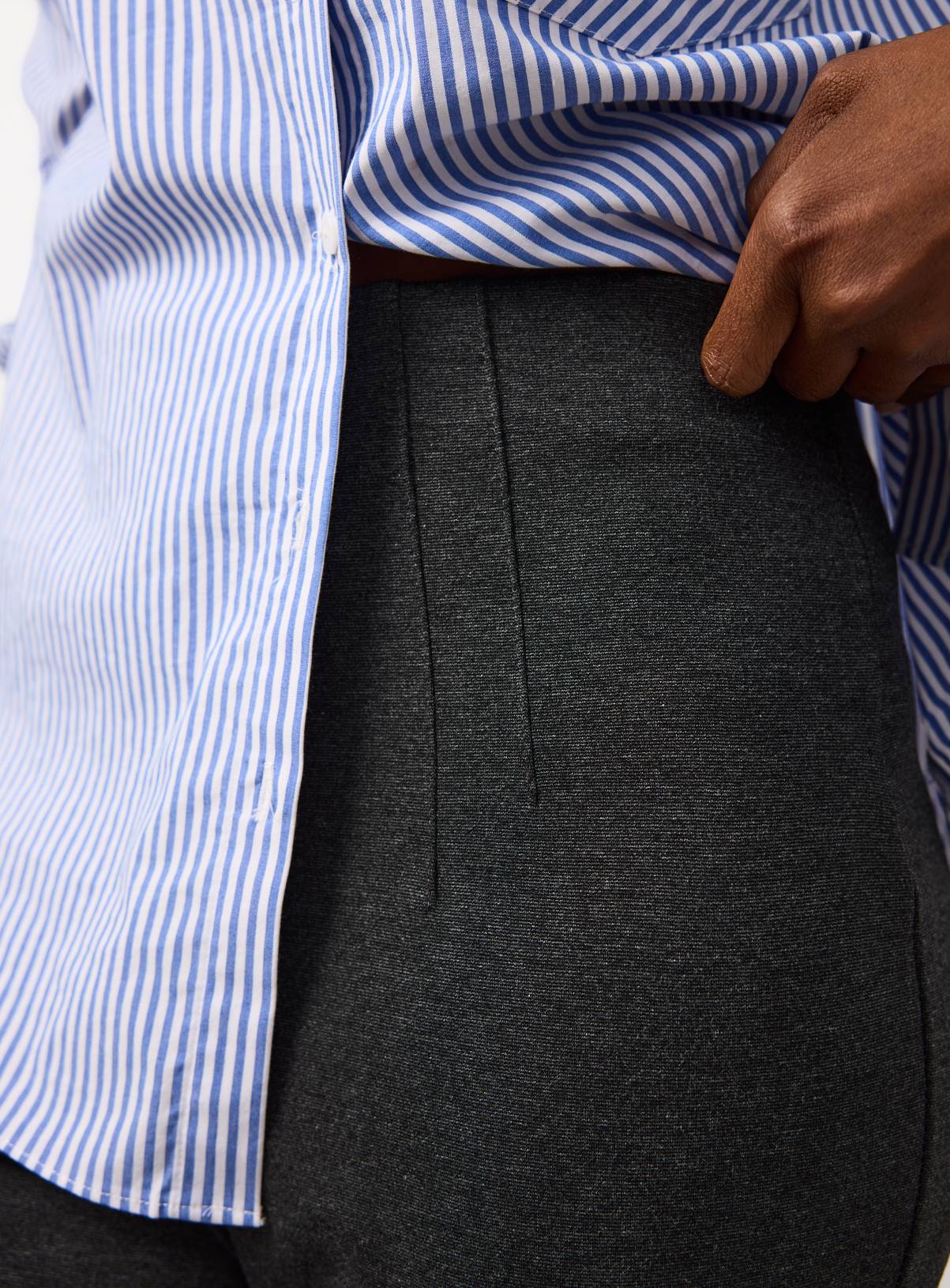 Charcoal Marl Ponte Tapered Trousers 12L - Image 3