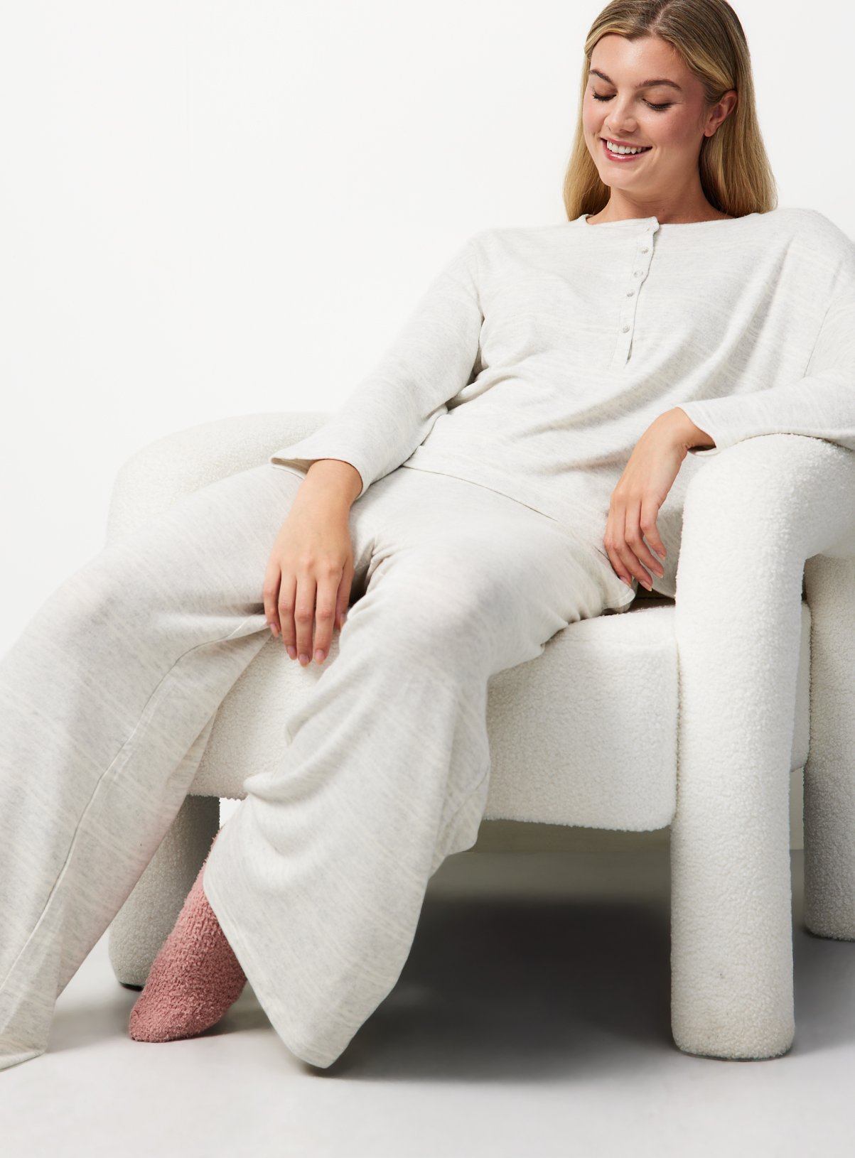 Grey & White Stripe Wide Leg Co-ord Pyjama Bottoms XXL - Image 2 thumbnail