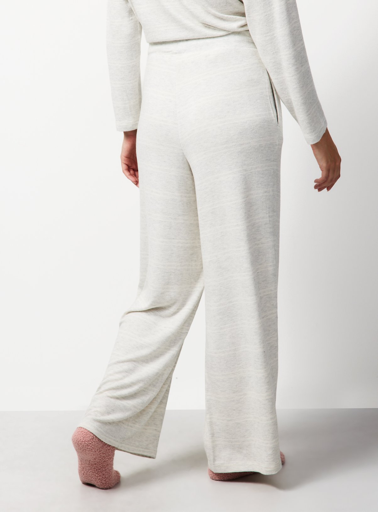 Grey & White Stripe Wide Leg Co-ord Pyjama Bottoms XXL - Image 4 thumbnail