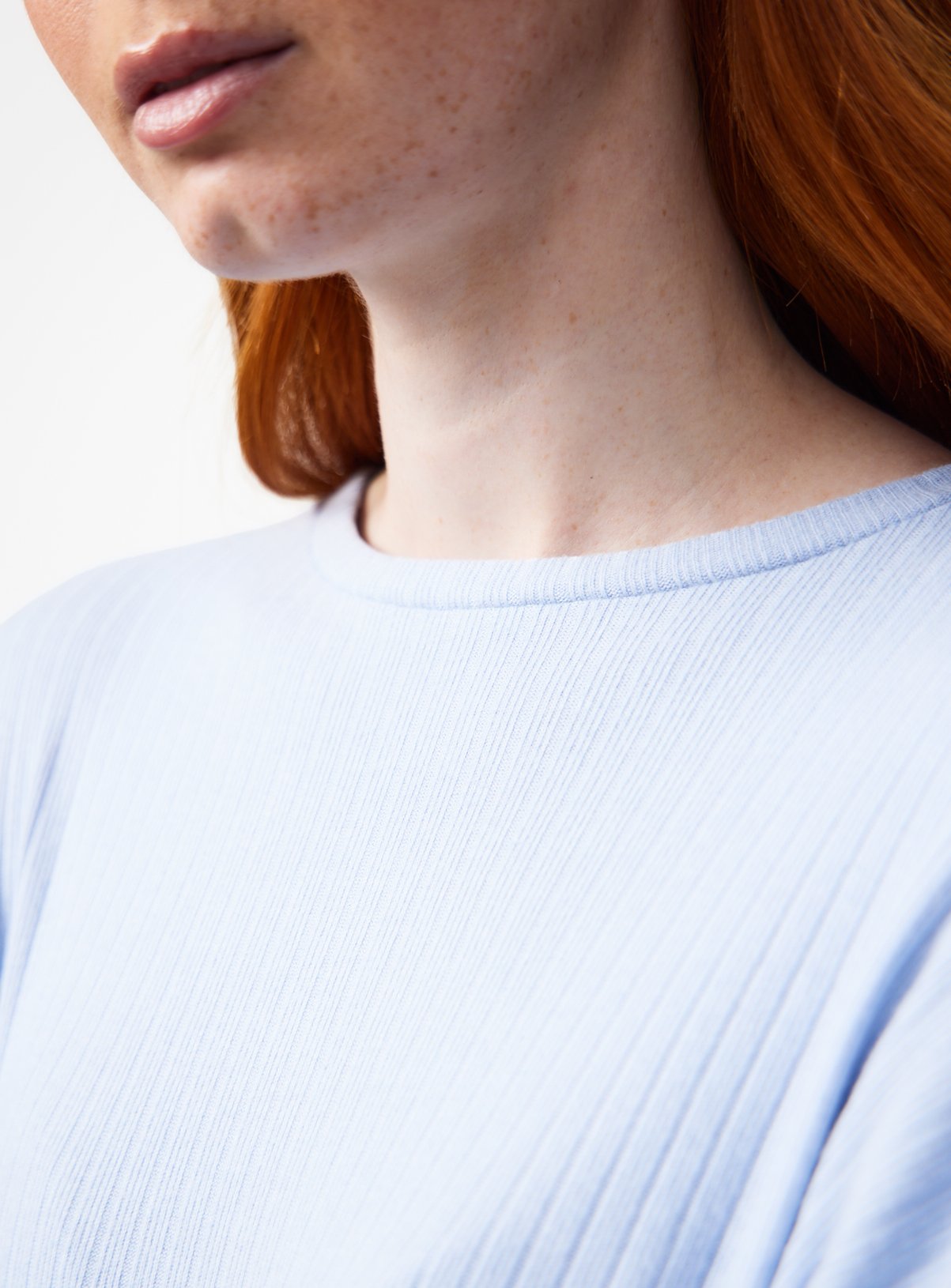 Blue Long Sleeve Ribbed Pyjama Co-ord Top S - Image 3 thumbnail