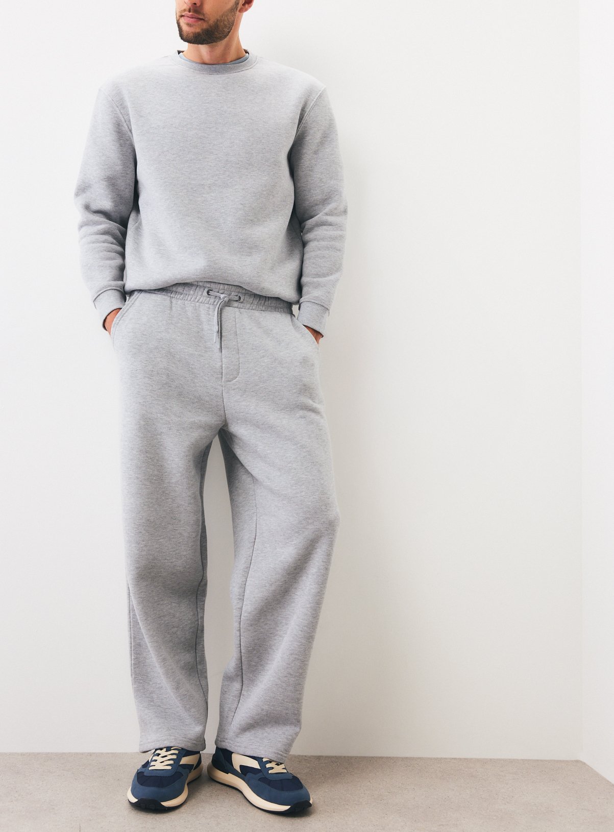 Grey Marl Drawstring Jogging Bottoms S - Image 1 thumbnail