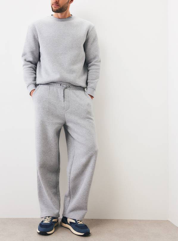 Grey Marl Drawstring Jogging Bottoms L