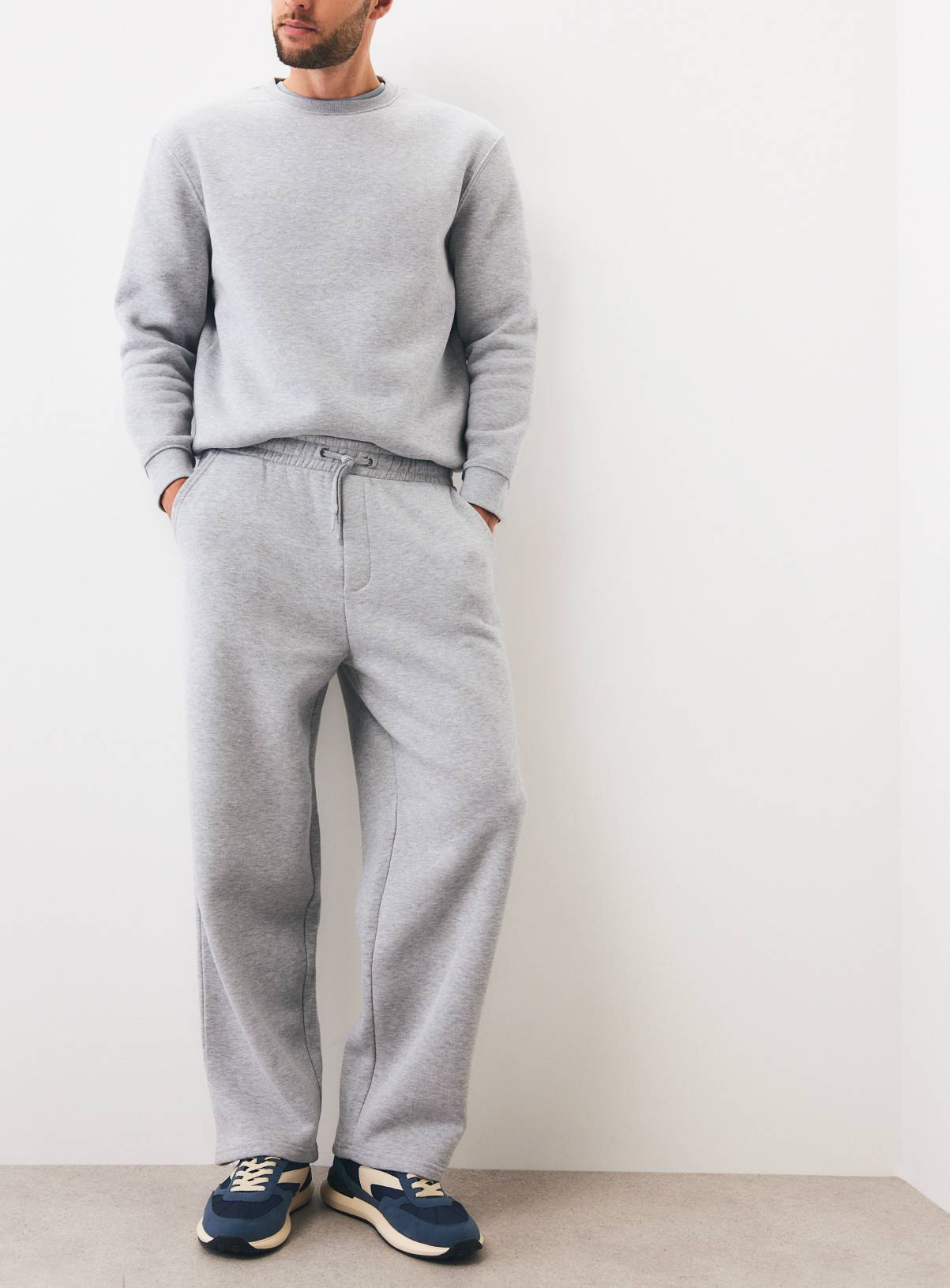 Grey Marl Drawstring Jogging Bottoms S - Image 1