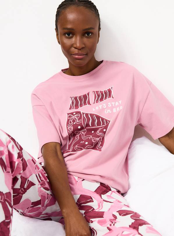 Pink Bow Jersey Pyjamas XL