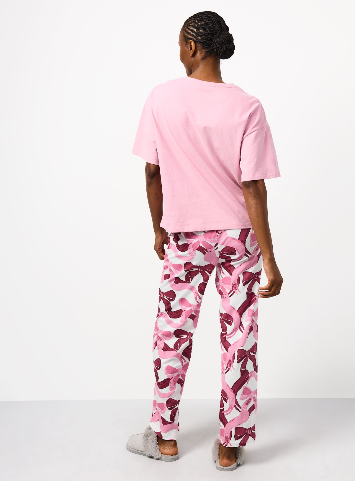 Pink Bow Jersey Pyjamas XL - Image 4 thumbnail