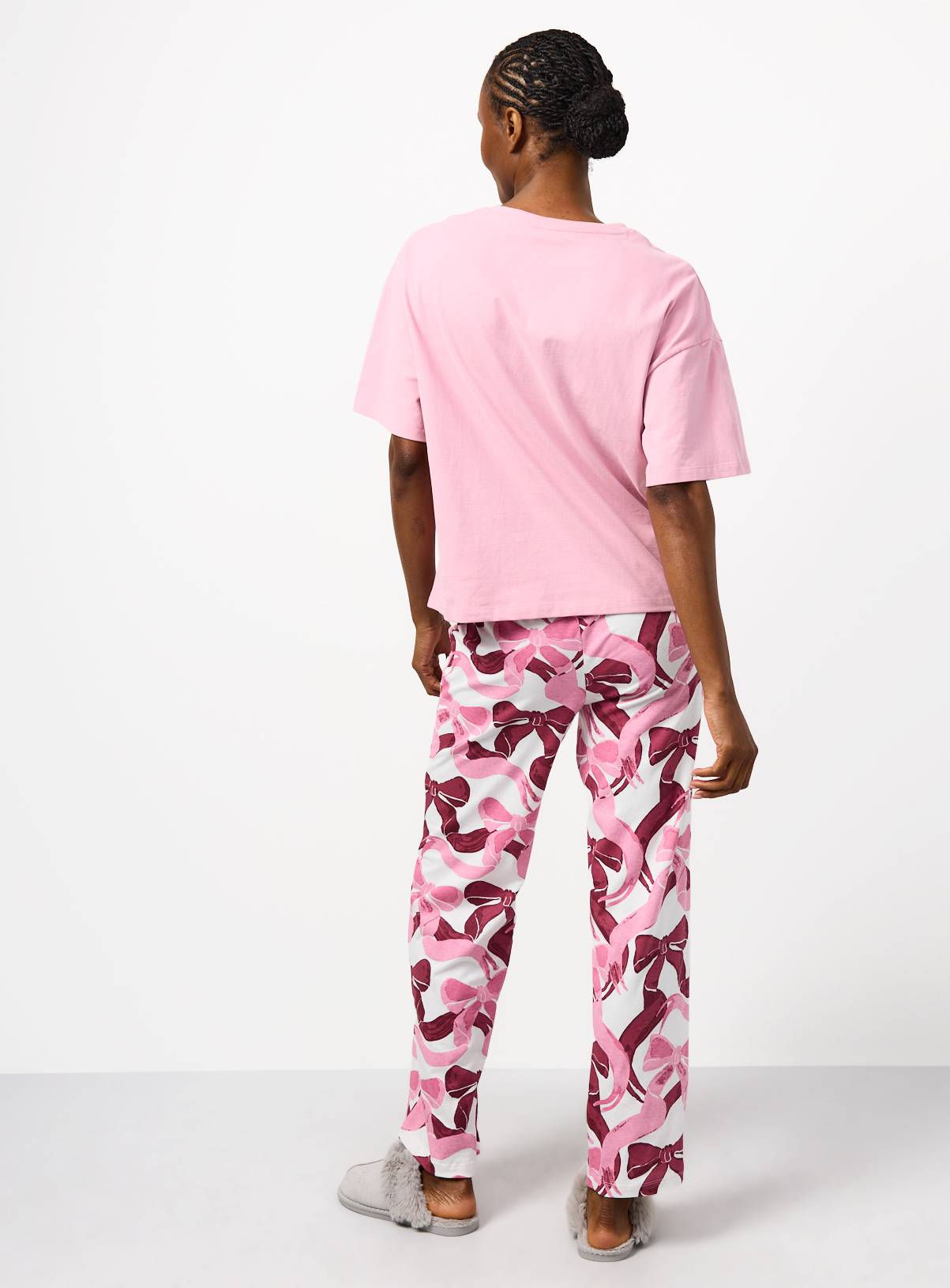 Pink Bow Jersey Pyjamas XL - Image 4