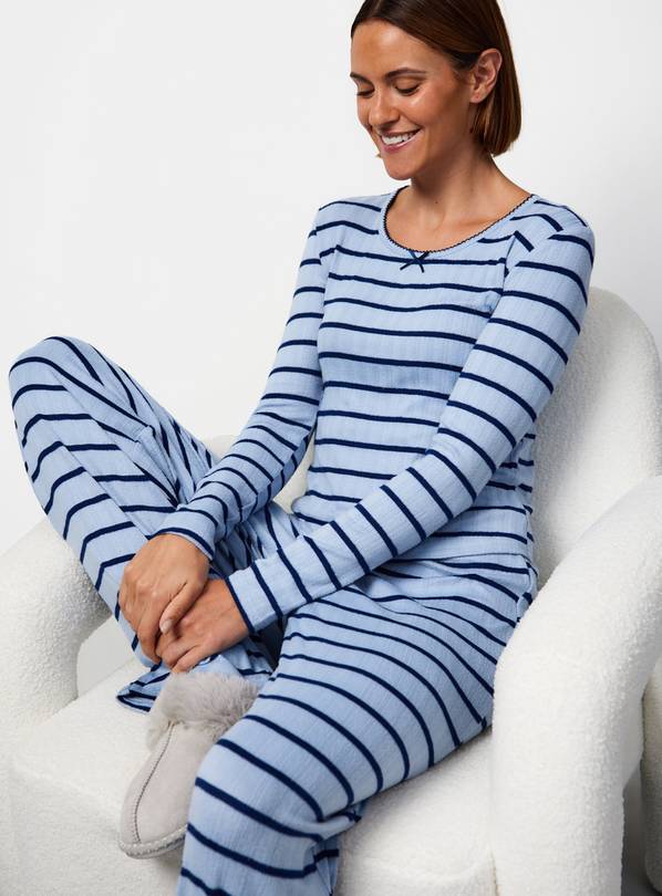 Blue Stripe Pointelle Pyjamas M