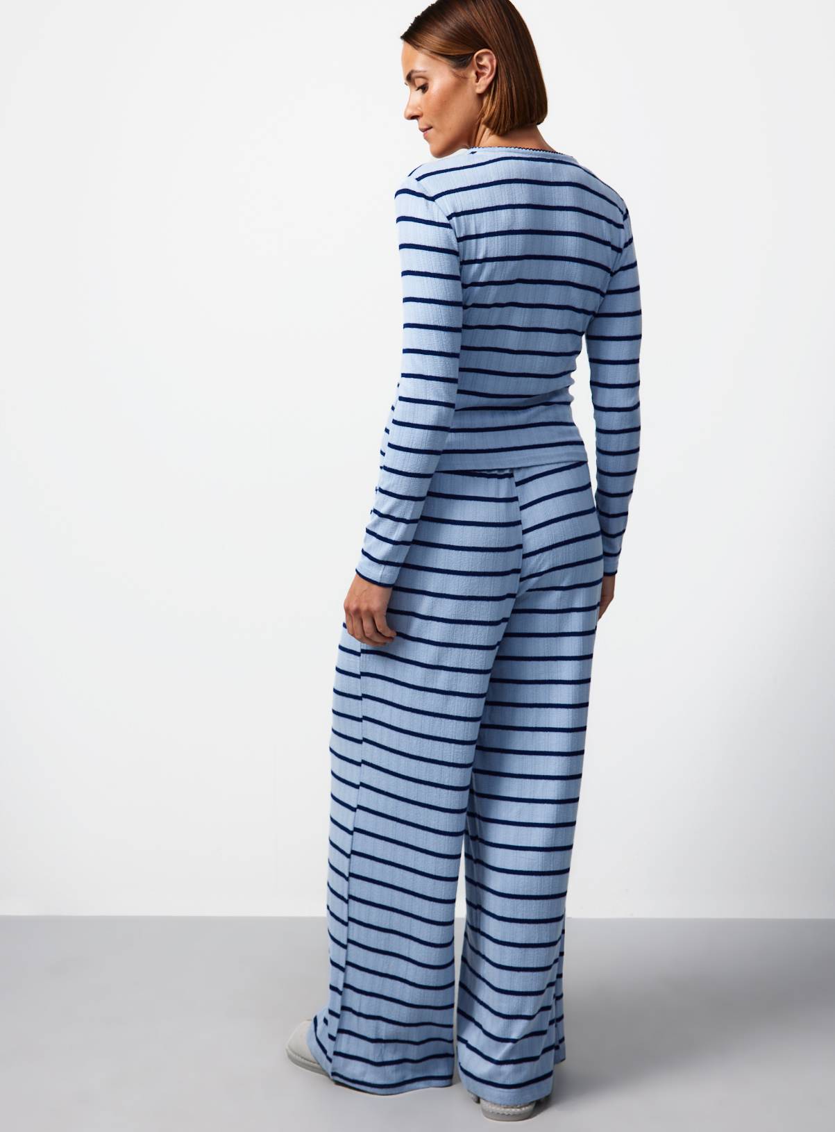Blue Stripe Pointelle Pyjamas XXL - Image 4