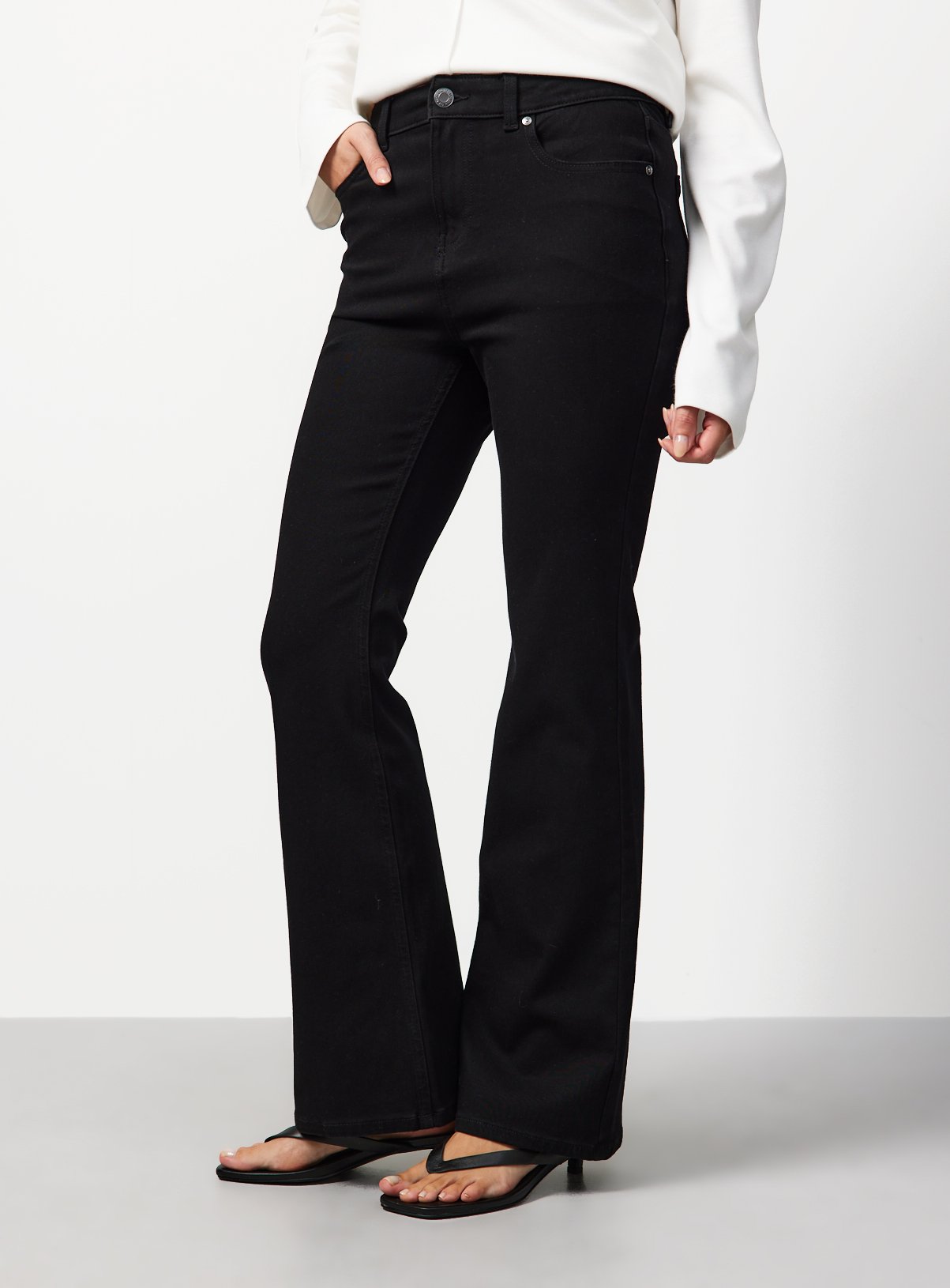 Black Denim Slim Flare High Rise Jeans 16S - Image 1 thumbnail