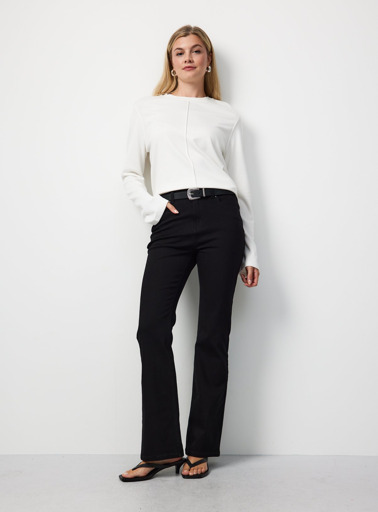 Black Denim Slim Flare High Rise Jeans 16S - Image 2 thumbnail