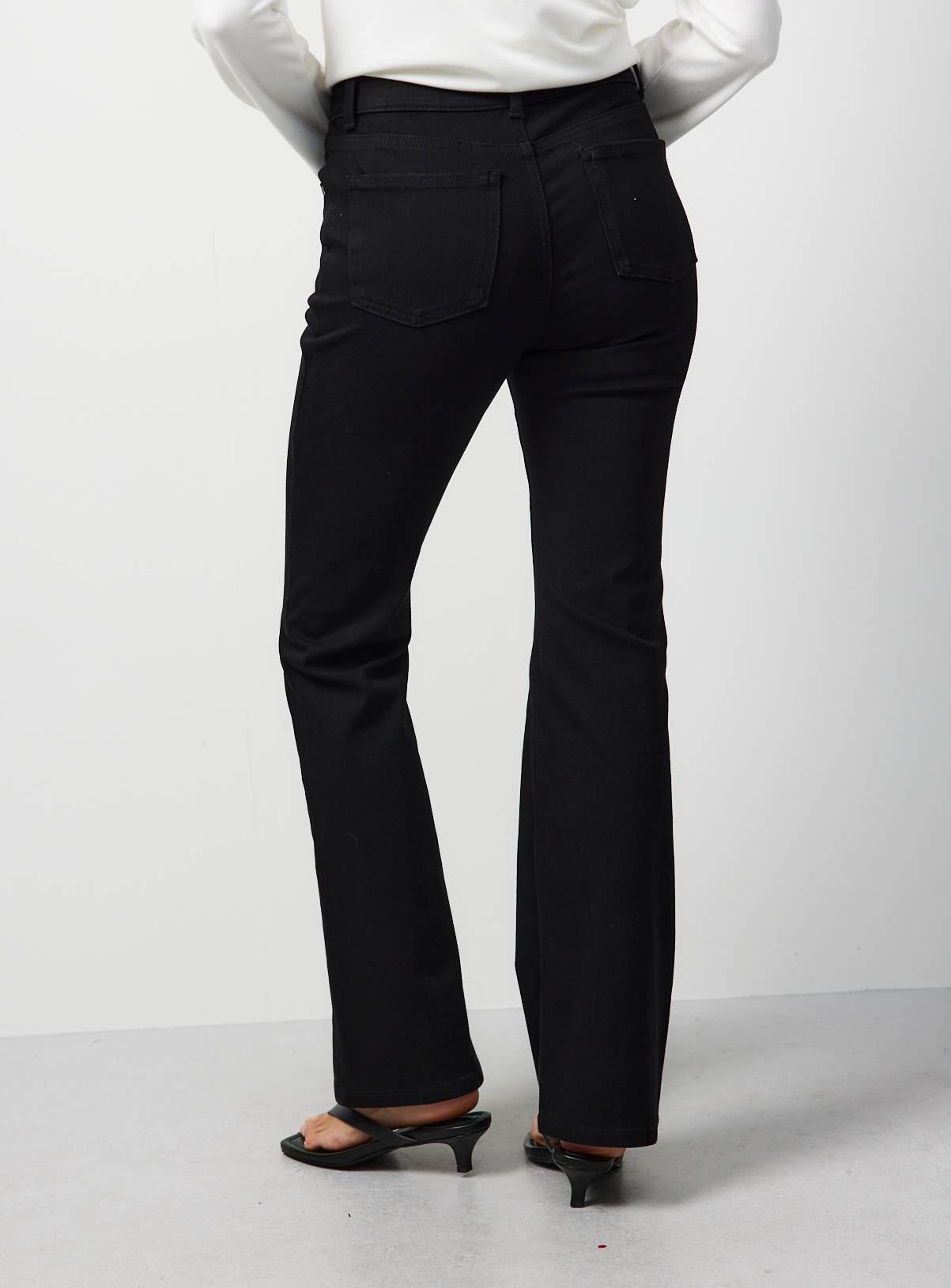 Black Denim Slim Flare High Rise Jeans 16S - Image 4