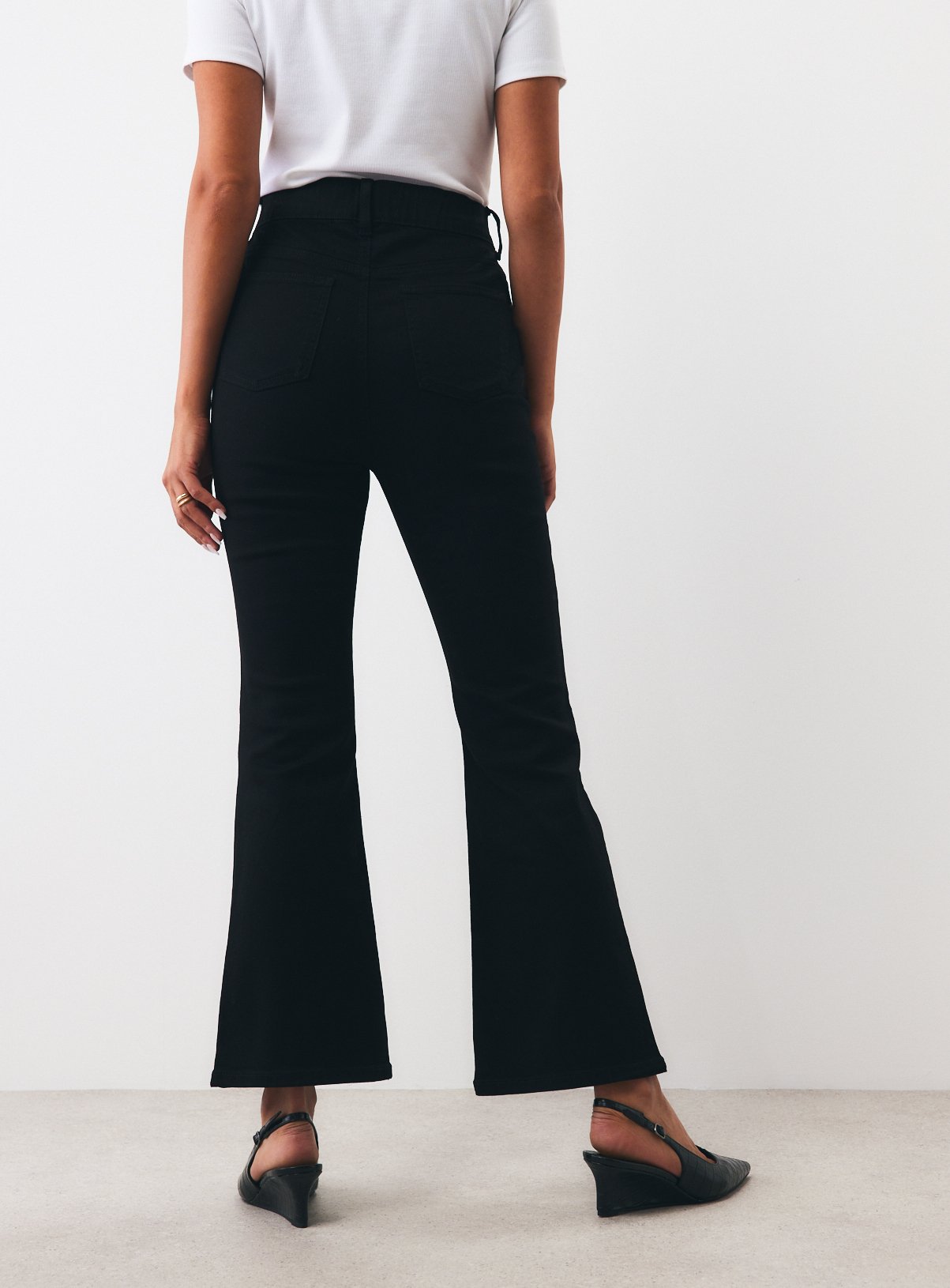 Black Cotton Rich Stretch Flared Jeggings 24 - Image 4 thumbnail