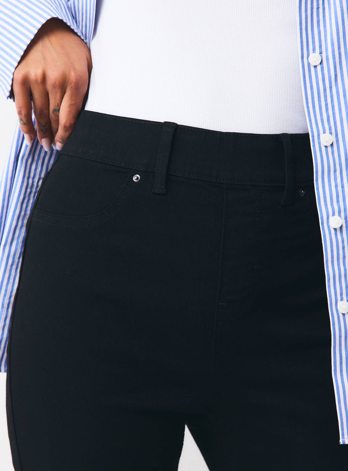 Black Cotton Rich Stretch Flared Jeggings 24 - Image 5
