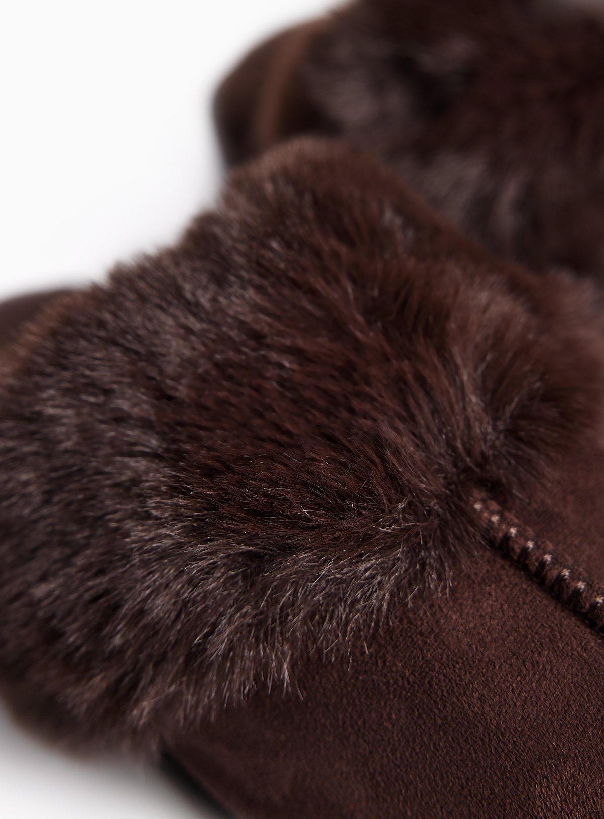 Brown Faux Fur Trim Mule Slippers S - Image 3 thumbnail