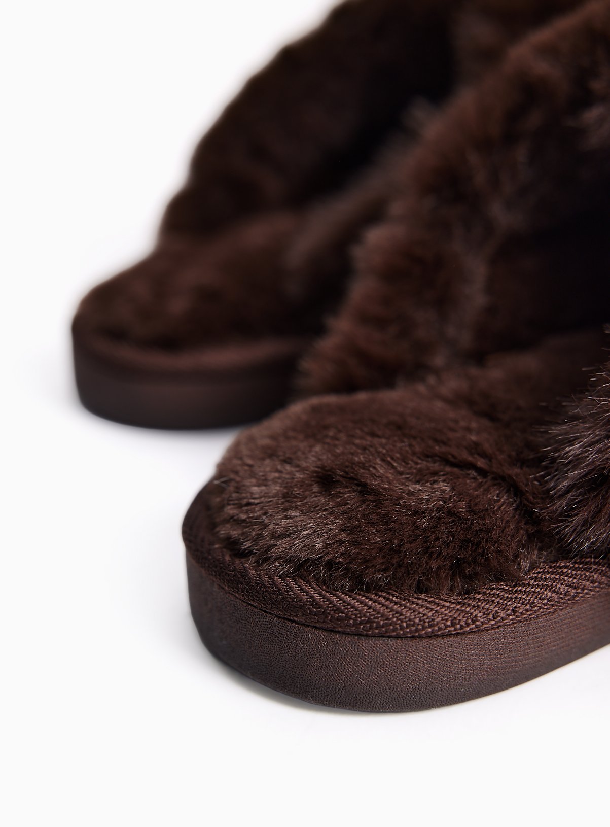 Brown Faux Fur Trim Mule Slippers S - Image 4 thumbnail