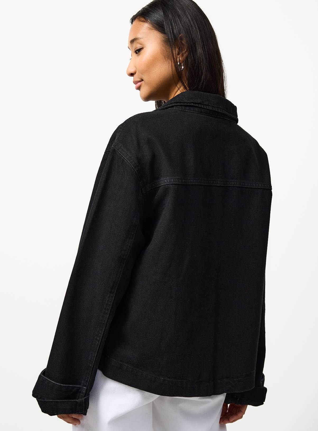 Denim Washed Black Funnel Neck Jacket 20 - Image 4