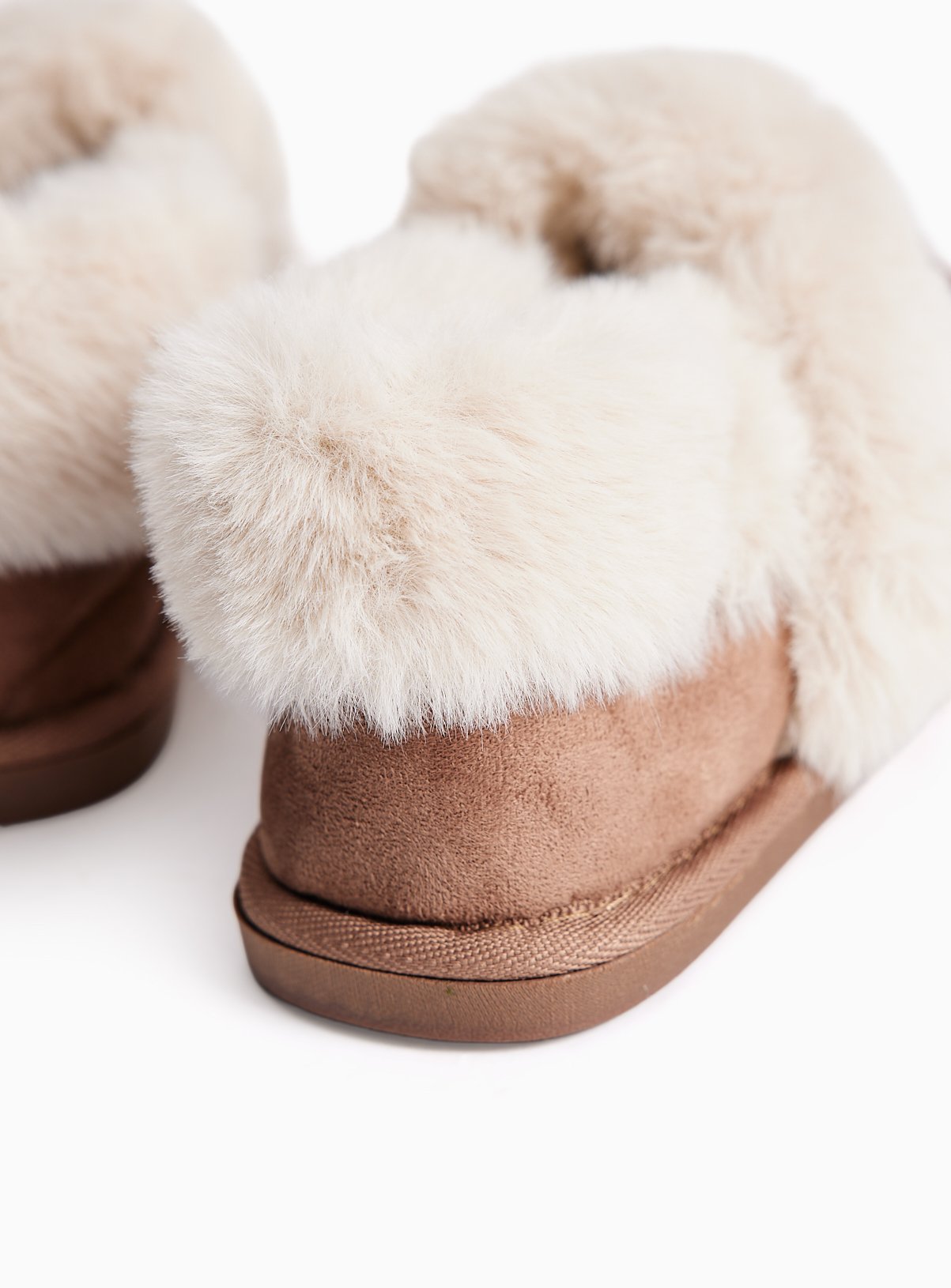 Tan Faux Fur Trim Full Slippers 5 - Image 4 thumbnail