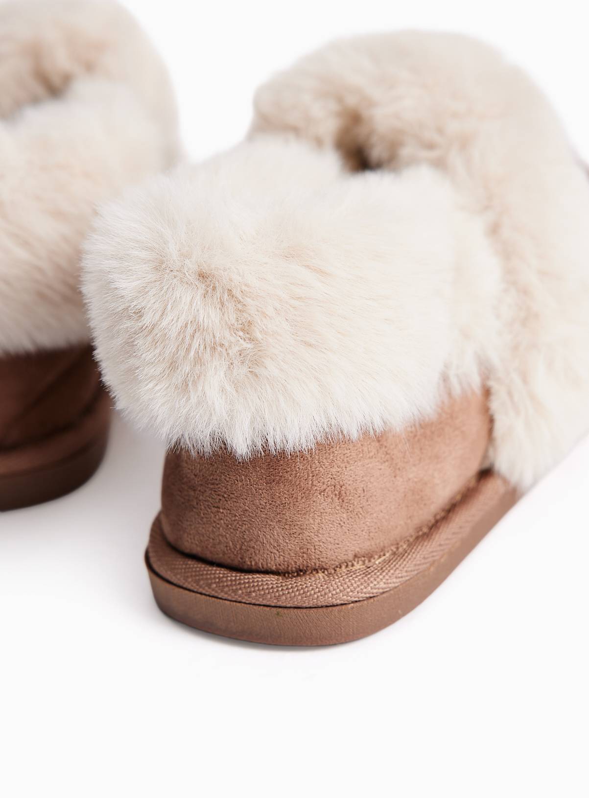 Tan Faux Fur Trim Full Slippers 5 - Image 4