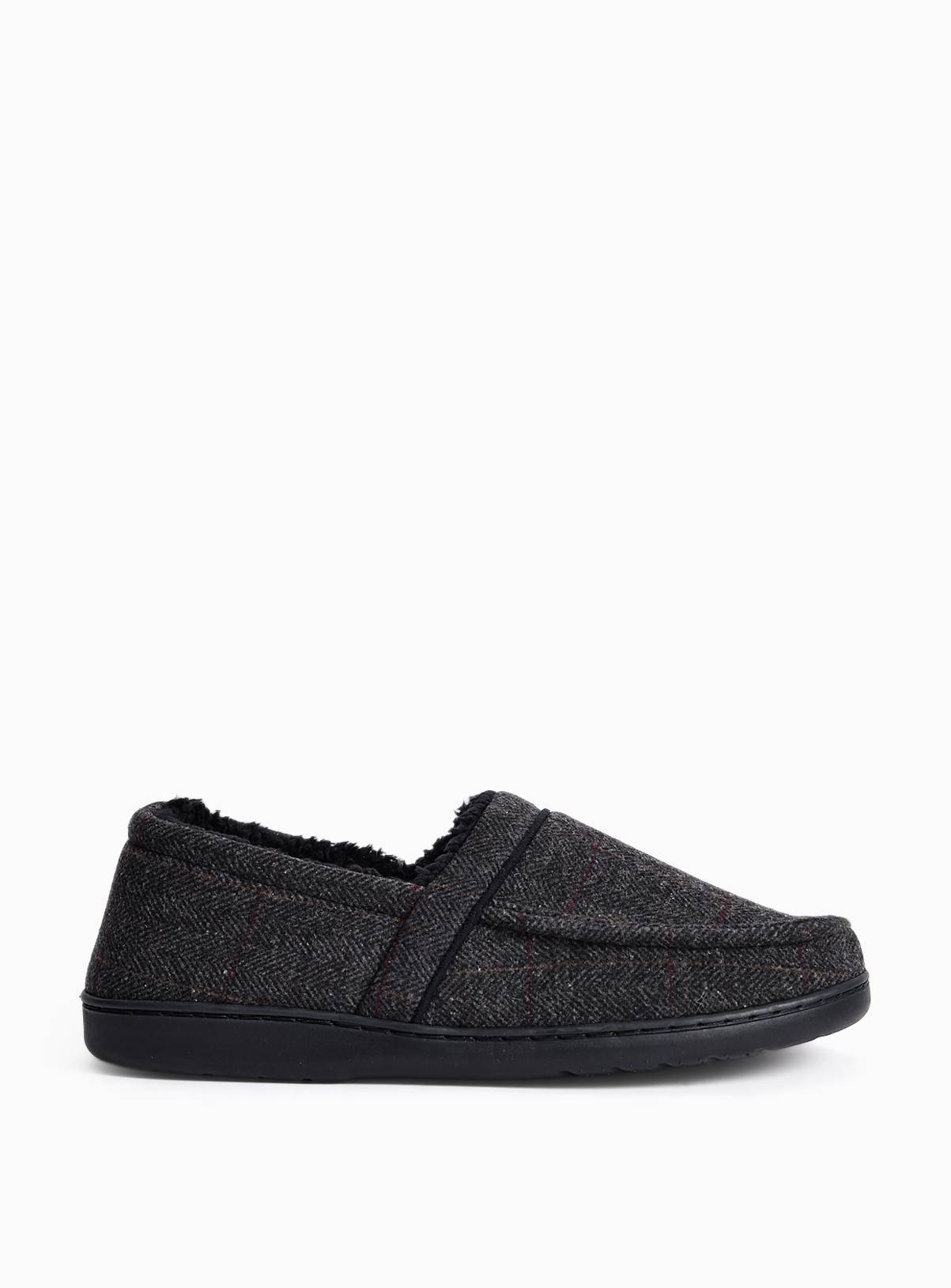 Grey Felt-Look Slippers  7 - Image 2