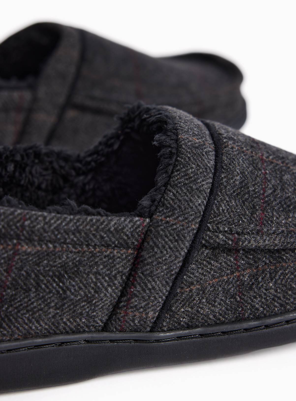 Grey Felt-Look Slippers  7 - Image 3