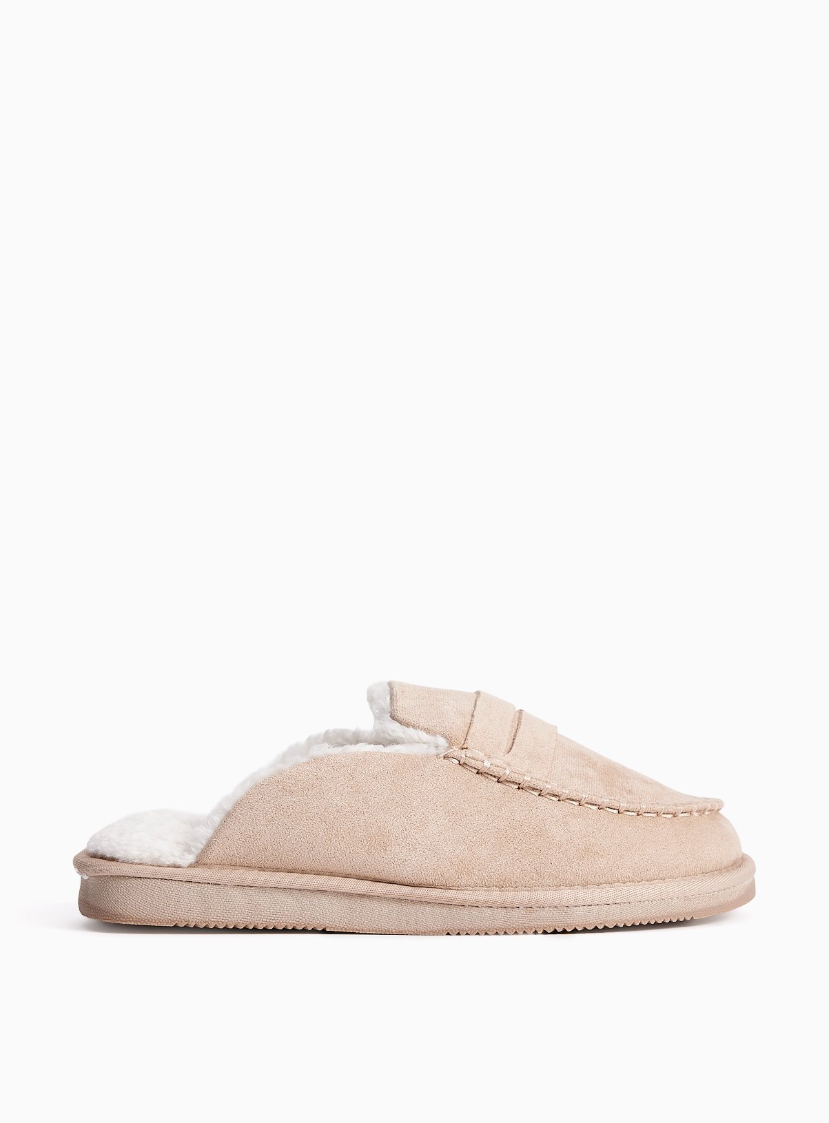 Microfibre Apron Stitch Detail Mule Slippers L - Image 2 thumbnail