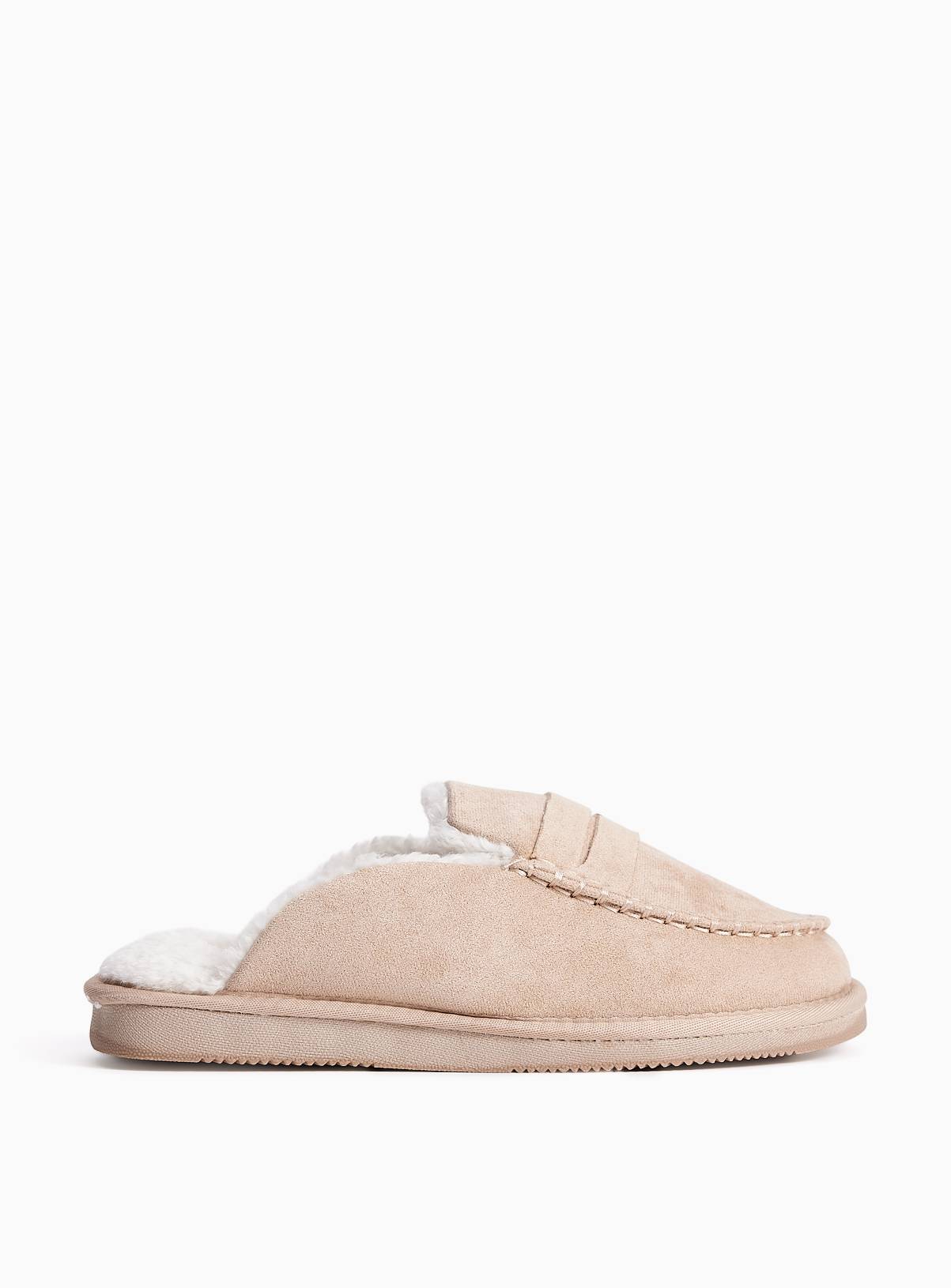 Microfibre Apron Stitch Detail Mule Slippers L - Image 2