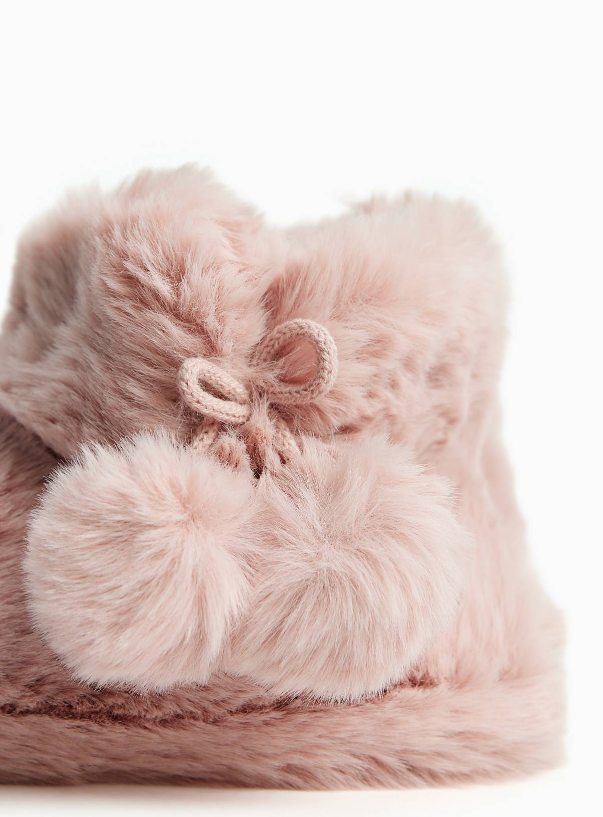 Pink Plush Bootie Slippers with Toggles S - Image 3