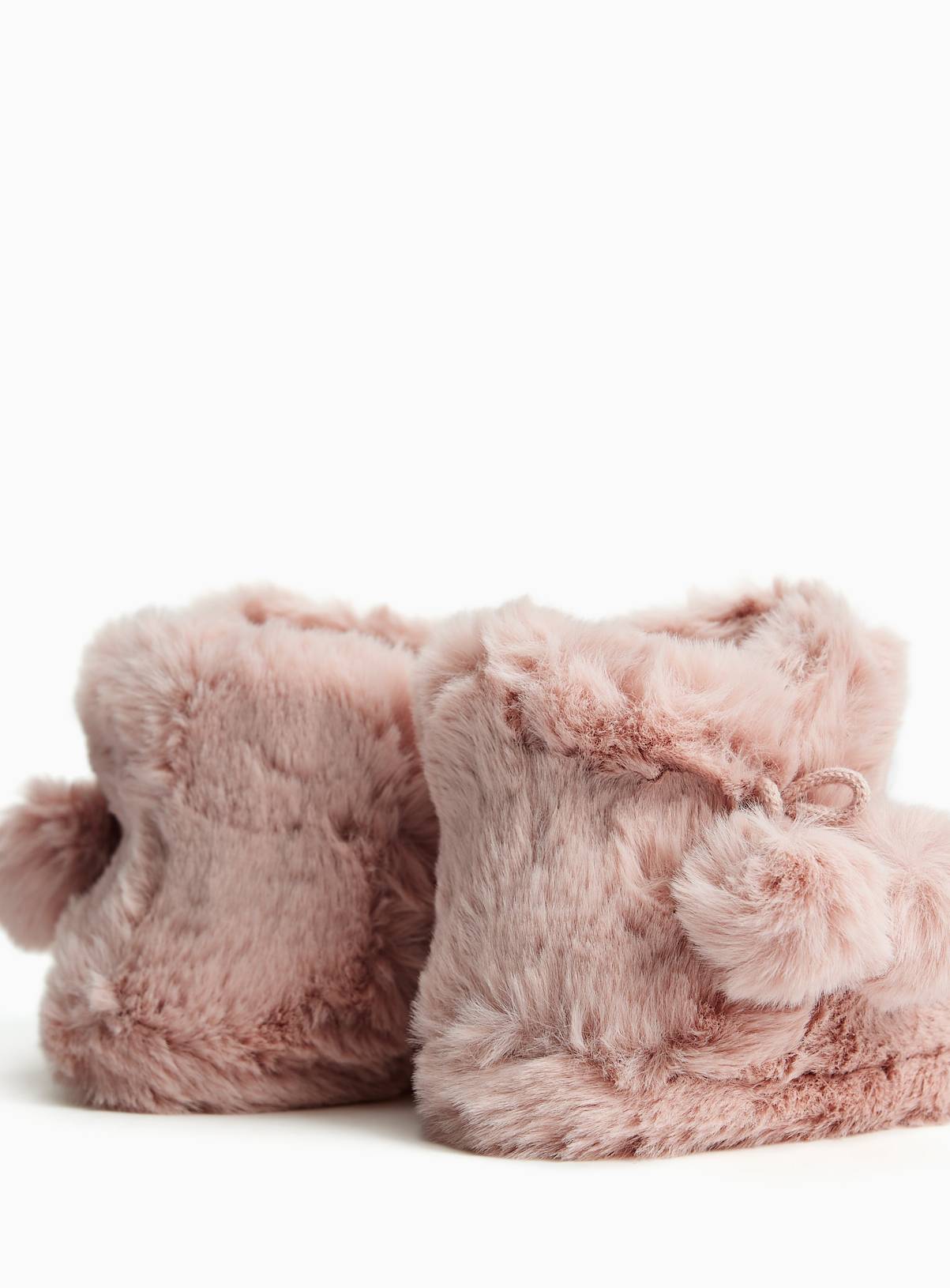 Pink Plush Bootie Slippers with Toggles S - Image 4