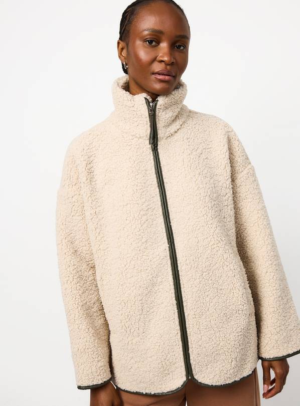 Cream Borg Full Zip Through Fleece Jacket XS