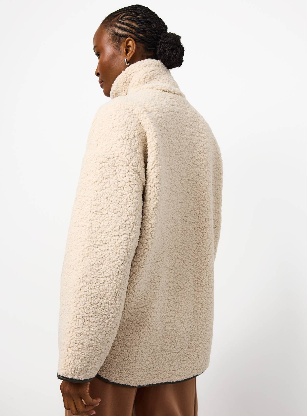 Cream Borg Full Zip Through Fleece Jacket M - Image 4