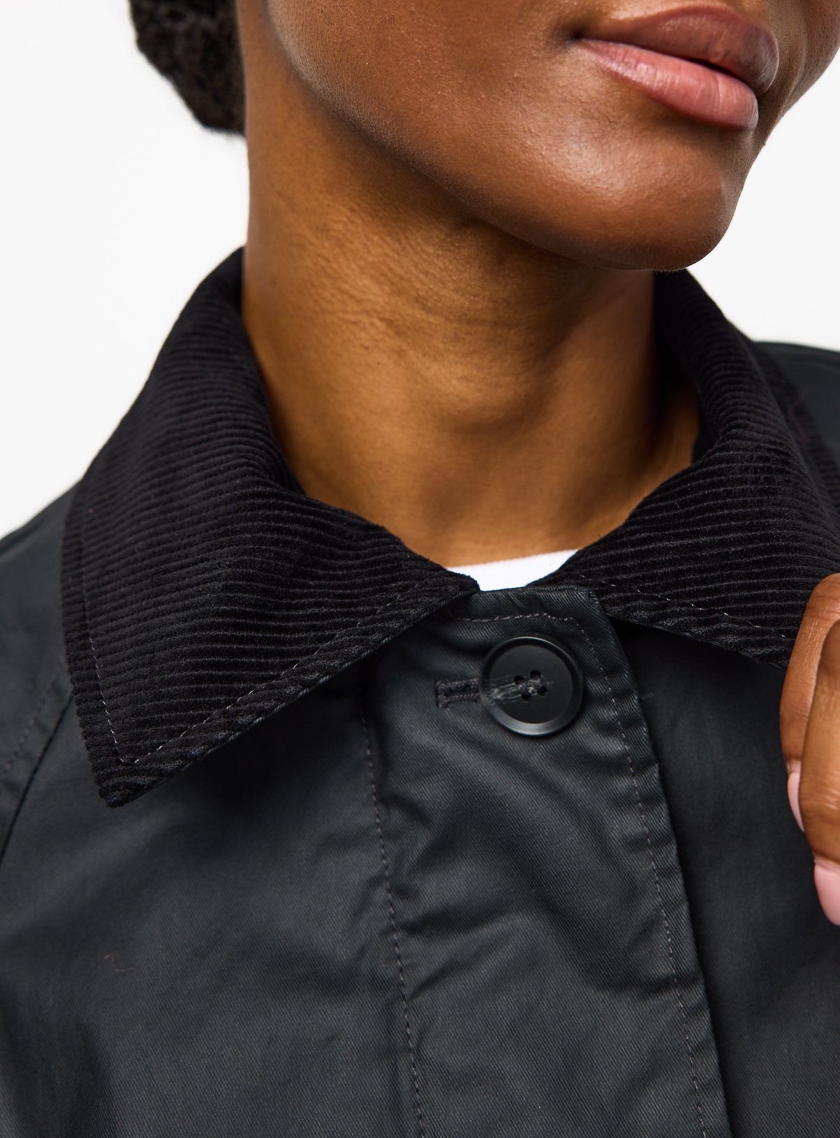 Black Longline Wax Car Coat XS - Image 3 thumbnail