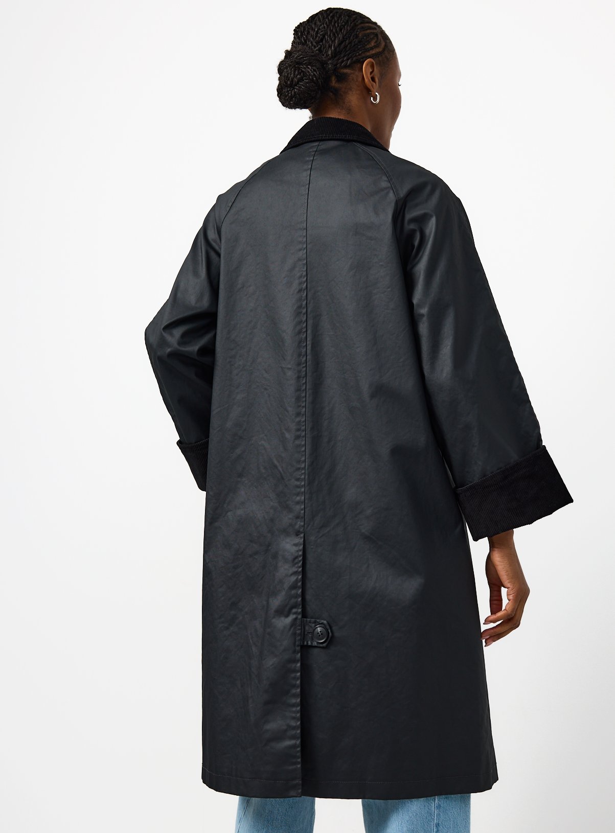 Black Longline Wax Car Coat XS - Image 4 thumbnail