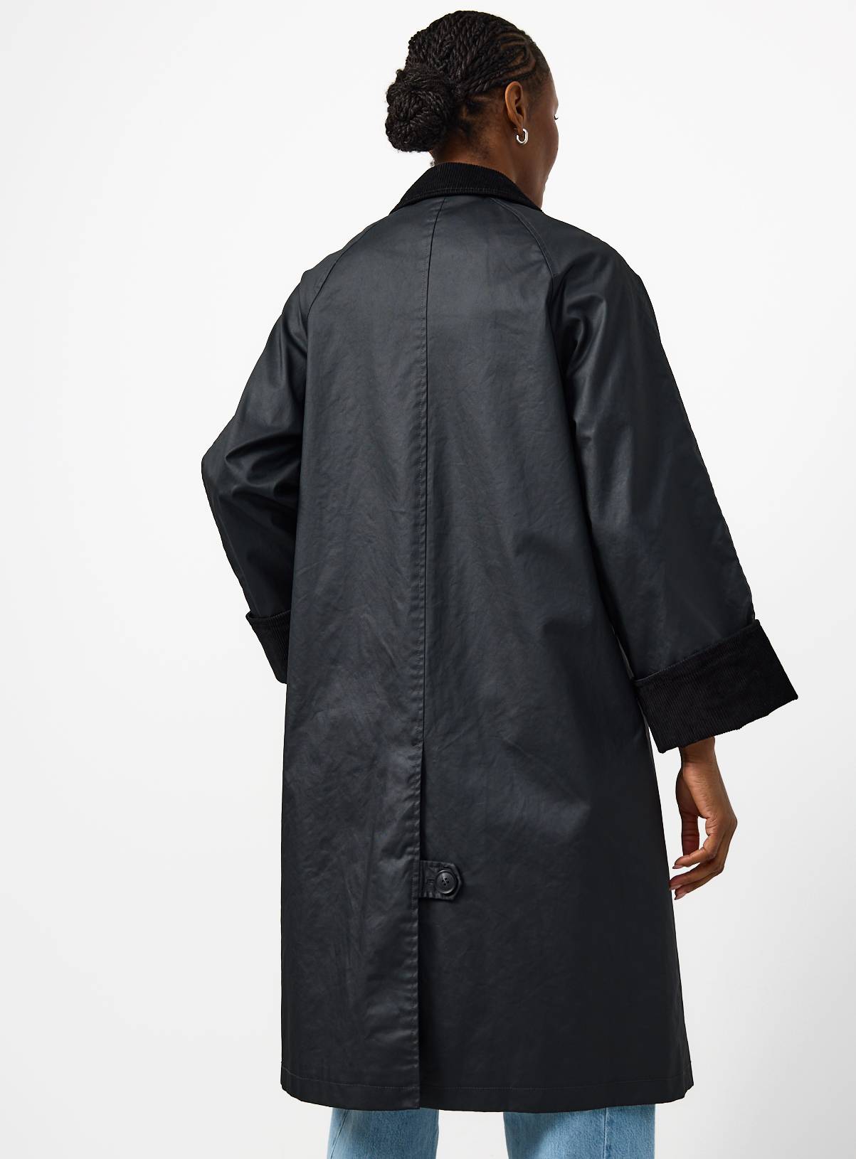 Black Longline Wax Car Coat XS - Image 4